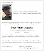 Todesanzeige Luca Andre Oggianu, Leverkusen