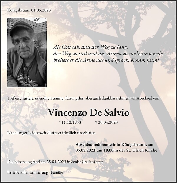 Obituary Vincenzo De Salvio
