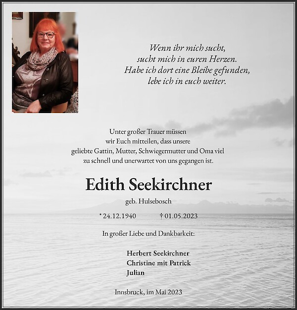 Obituary Edith Seekirchner