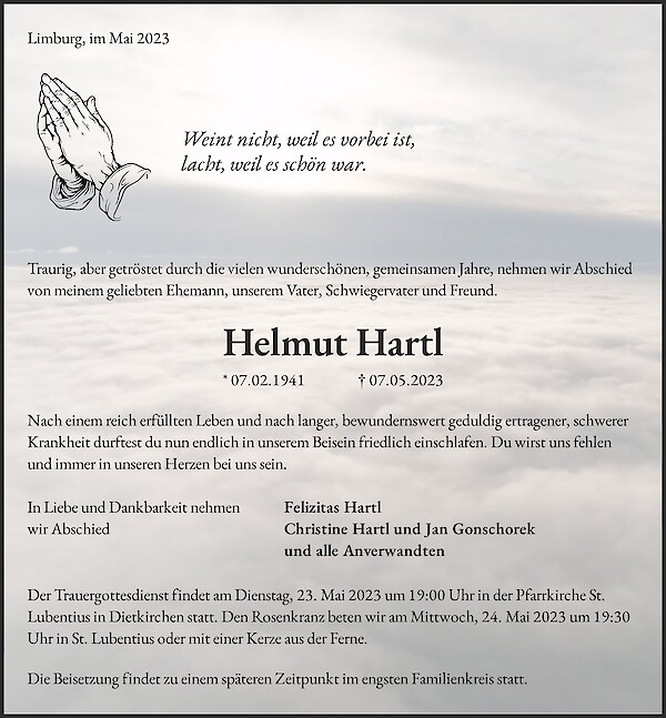 Obituary Helmut Hartl