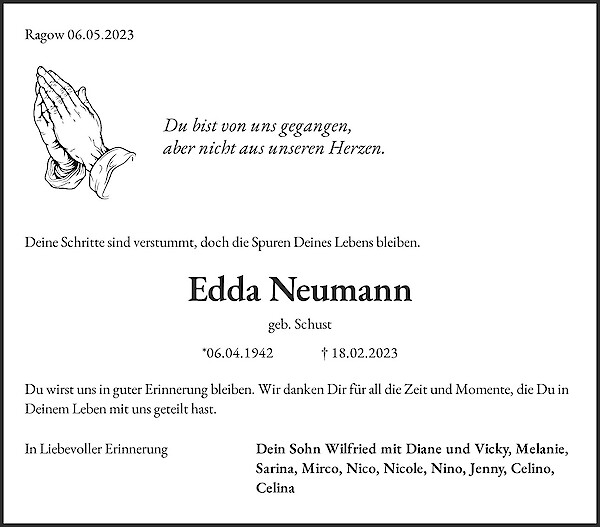 Obituary Edda Neumann, Ragow
